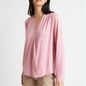 KIT + ACE | Dusty Pink Faux Wrap Long Sleeve Tee